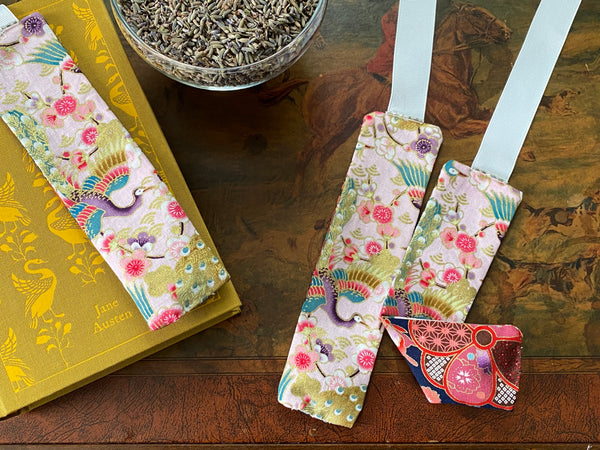 Lavender Filled Bookmark - Pink Crane Patterns